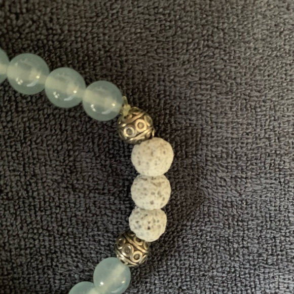 Genuine Aquamarine Beaded Stretch Bracelet - Picture 3 of 4